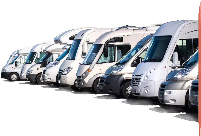 Reihe von Campern, die du mieten kannst